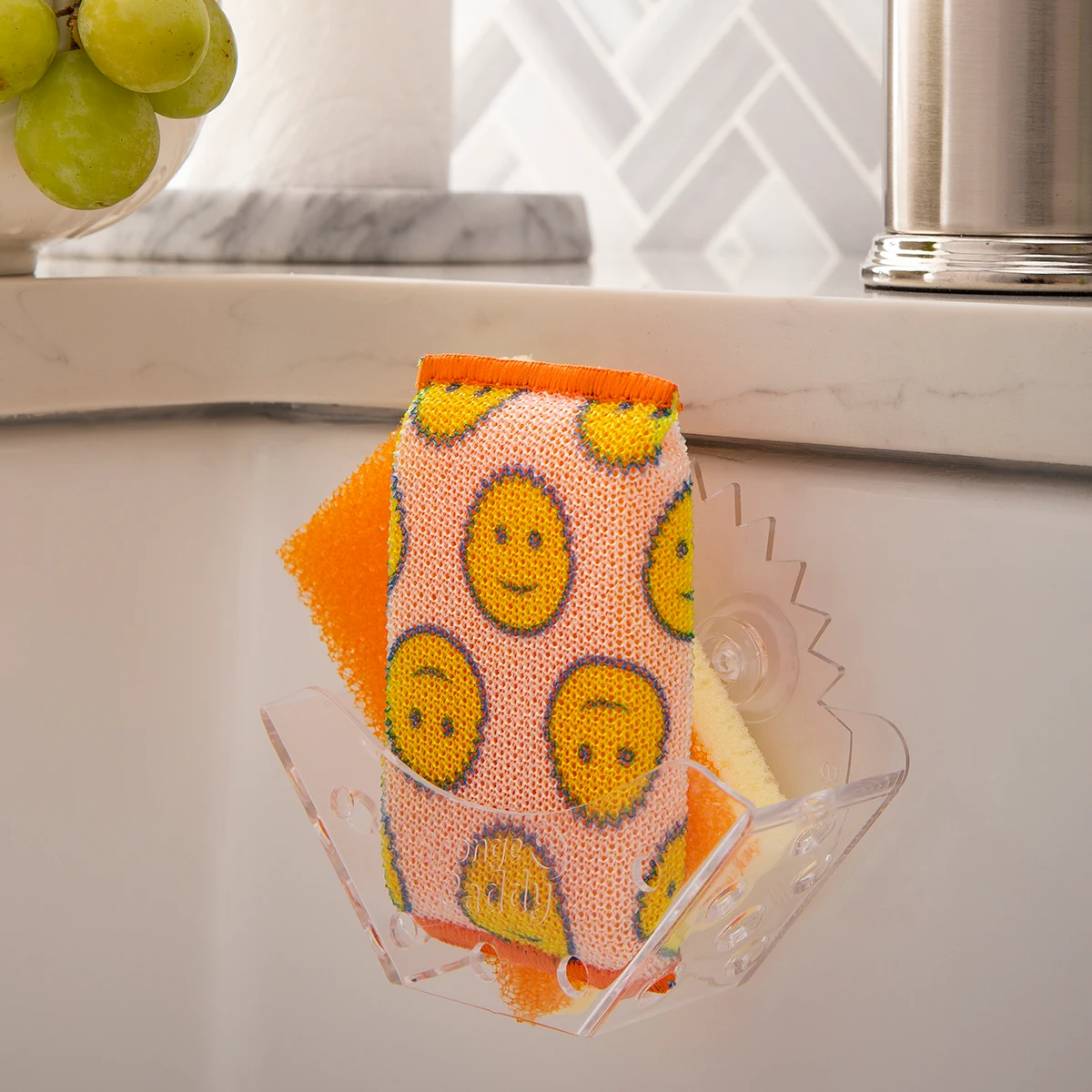 Sponge Caddy mounted in a kitchen setting