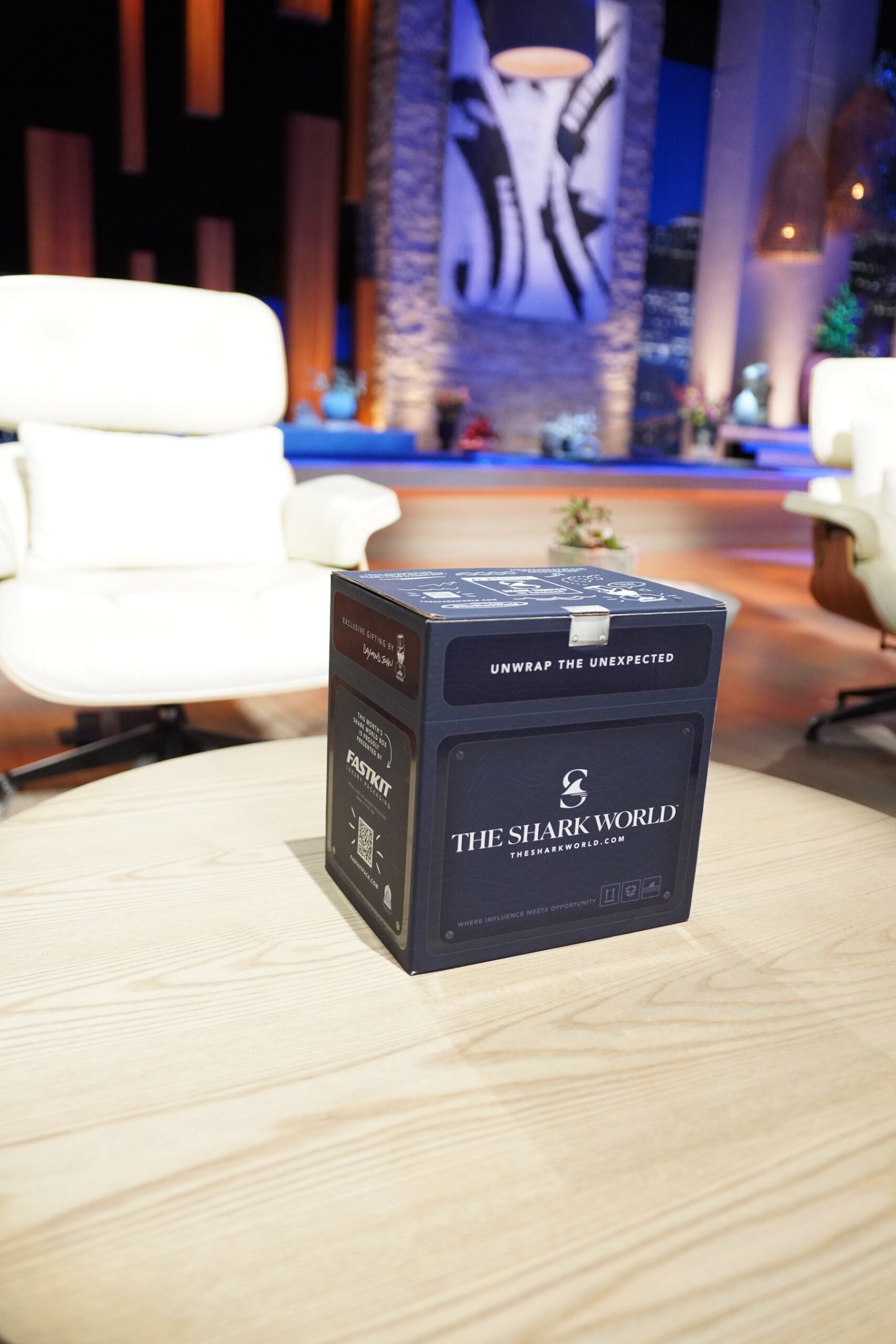 The Shark World Box on the Shark Tank studio set