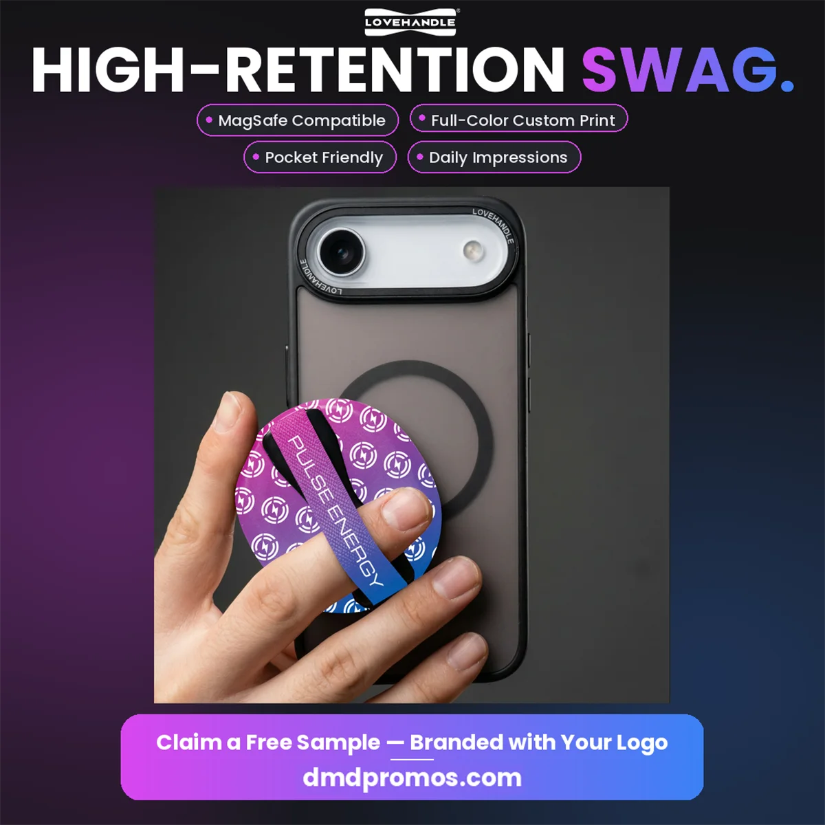 Love Handle custom phone grip ad
