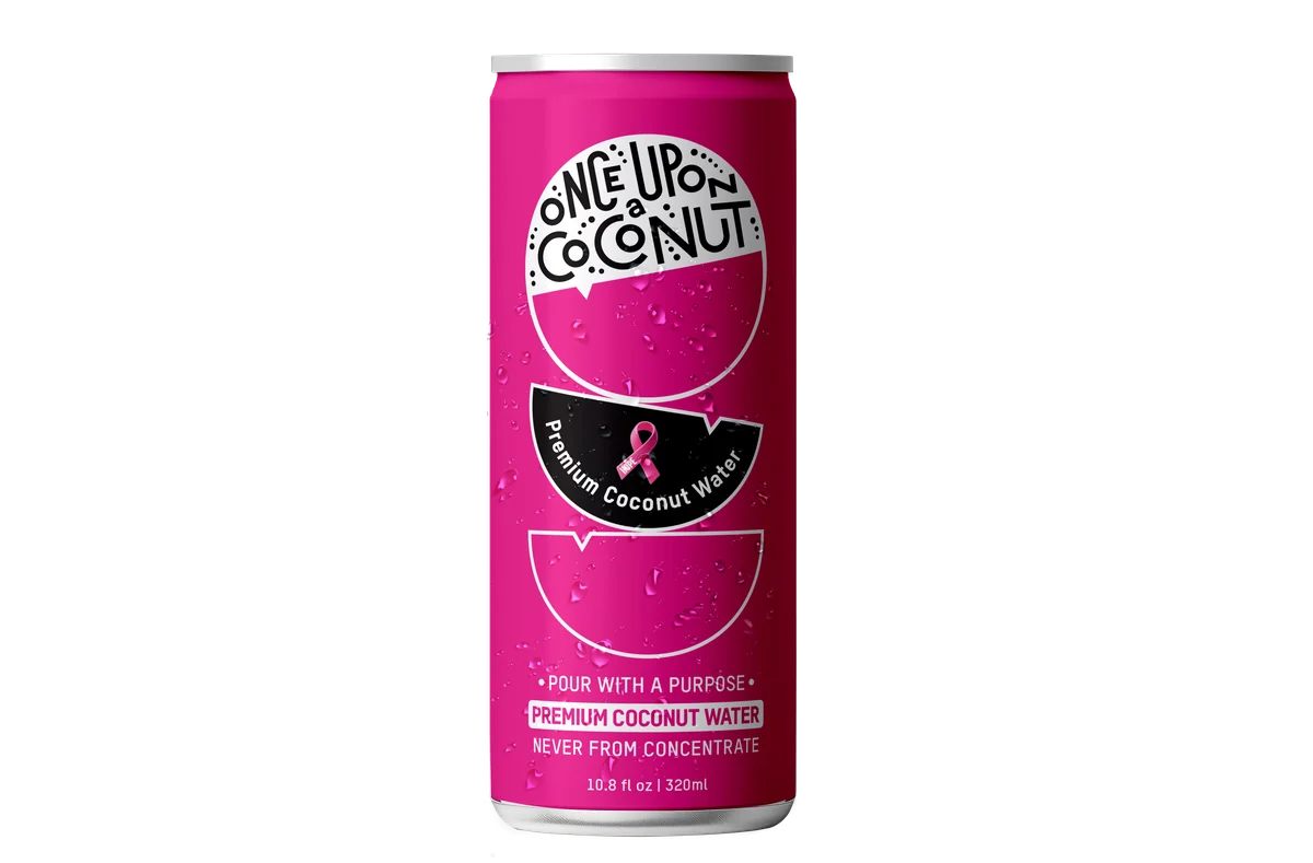 Once Upon A Coconut pink coconut water can